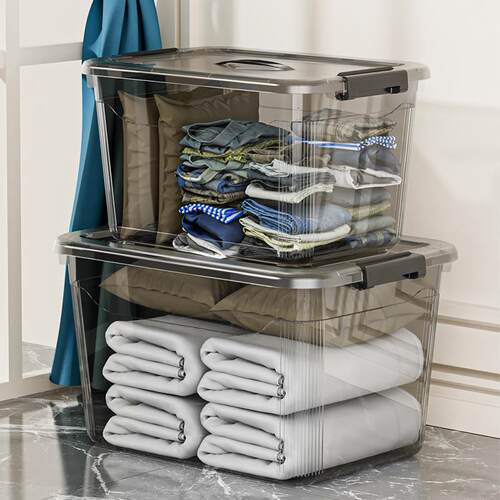 Transparent plastic storage large clothes arrangement box