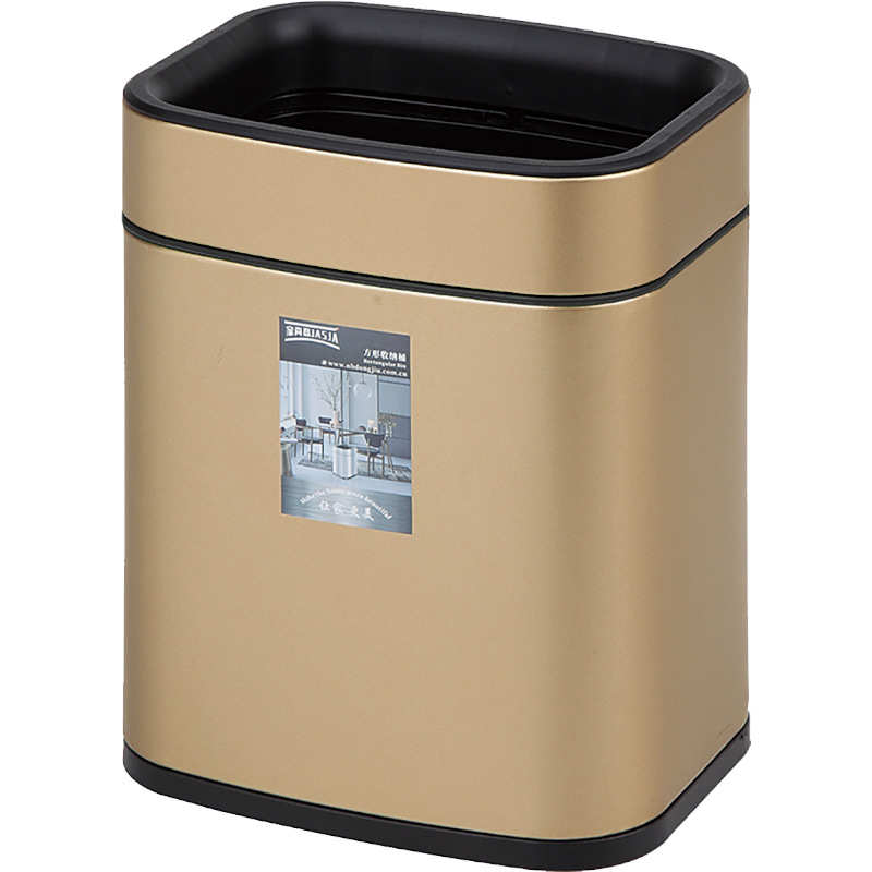 家尚嘉批发简约现代家用厨房客厅卫生间无盖压圈方形不锈钢垃圾桶