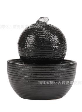 客厅桌面小型流水加湿器现代轻奢办公室循环招财摆件宠物饮水机