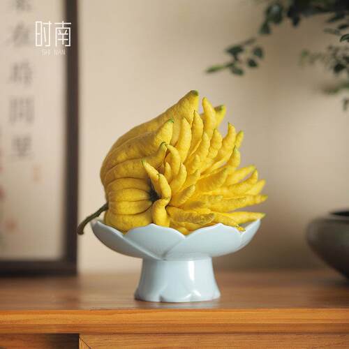 莲花佛手柑托 托盘可养佛手果水培器皿佛手瓜摆放盘陶瓷花瓶供佛