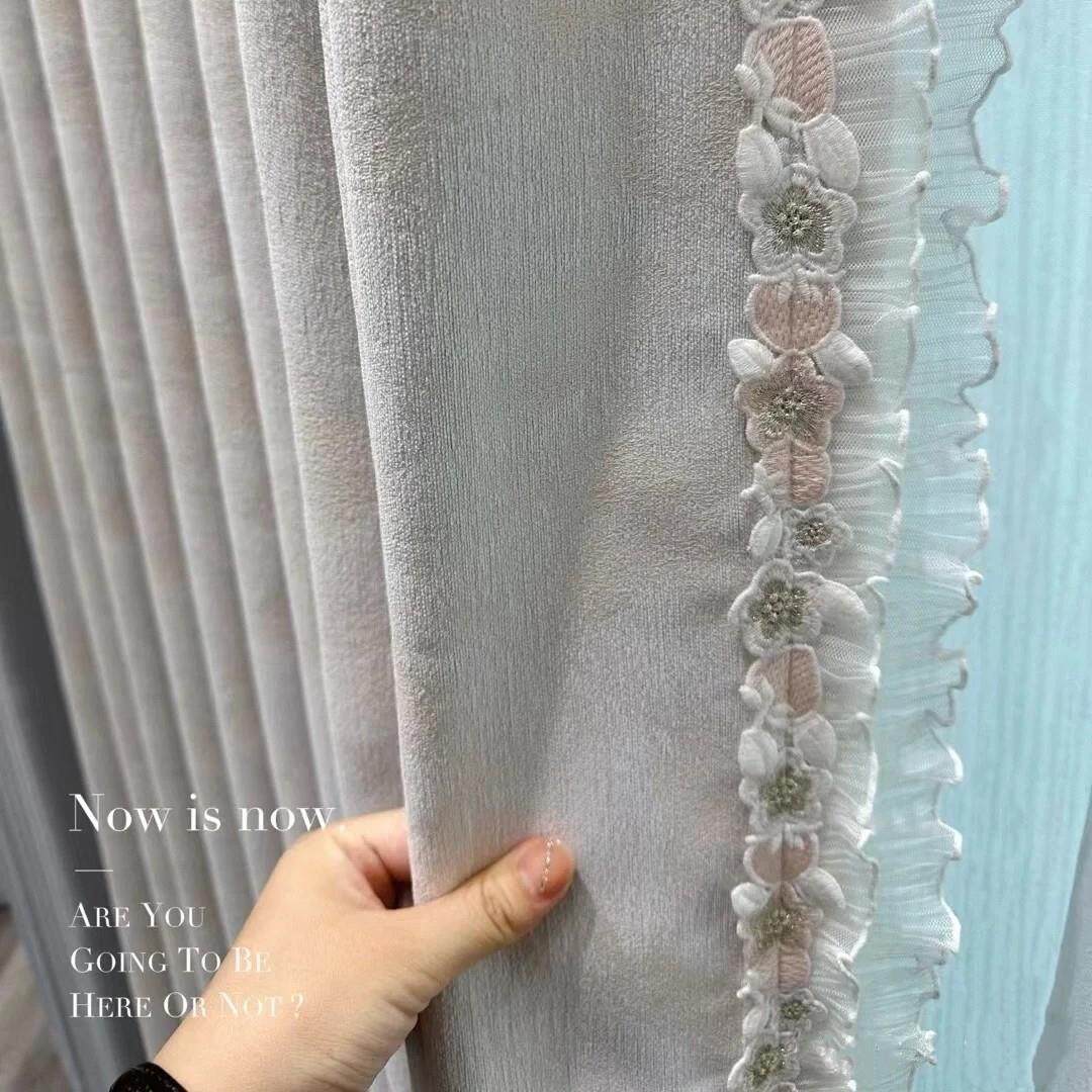 新款儿童卧室窗帘装饰花边粉色紫色草莓可爱水果花边双木耳窄立边