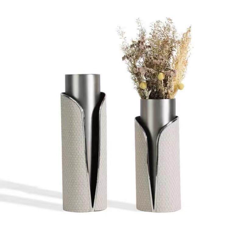不锈钢花瓶摆件客厅轻奢高档欧式高端奢华花器插花器
