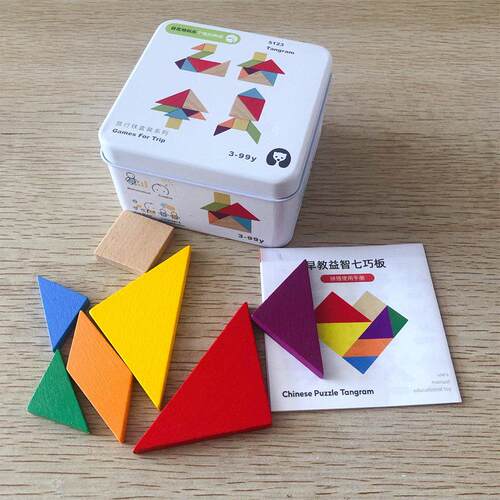 Children Wooden Puzzle Domino Tangram Toys Early Learning Ed