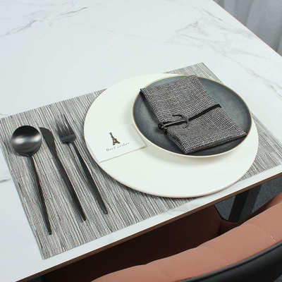 22N-5丝雨盘配亚白垫盘北欧轻奢样板间餐具套装软装摆台