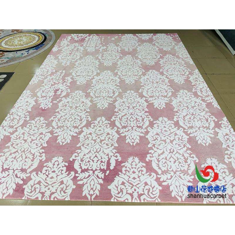 新西兰进口羊毛粉色欧式古典客厅茶几沙发地毯卧室客房床前毯地毯