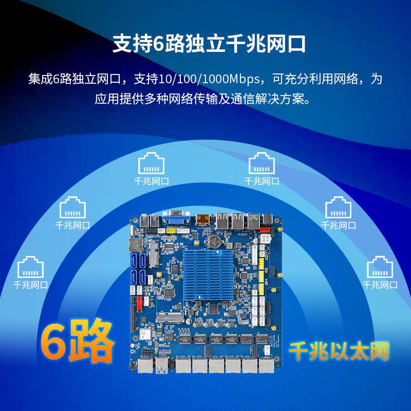 亮钻RK3568工业主板开源鸿蒙 6路千兆网口 支持4路PSE输出安卓板