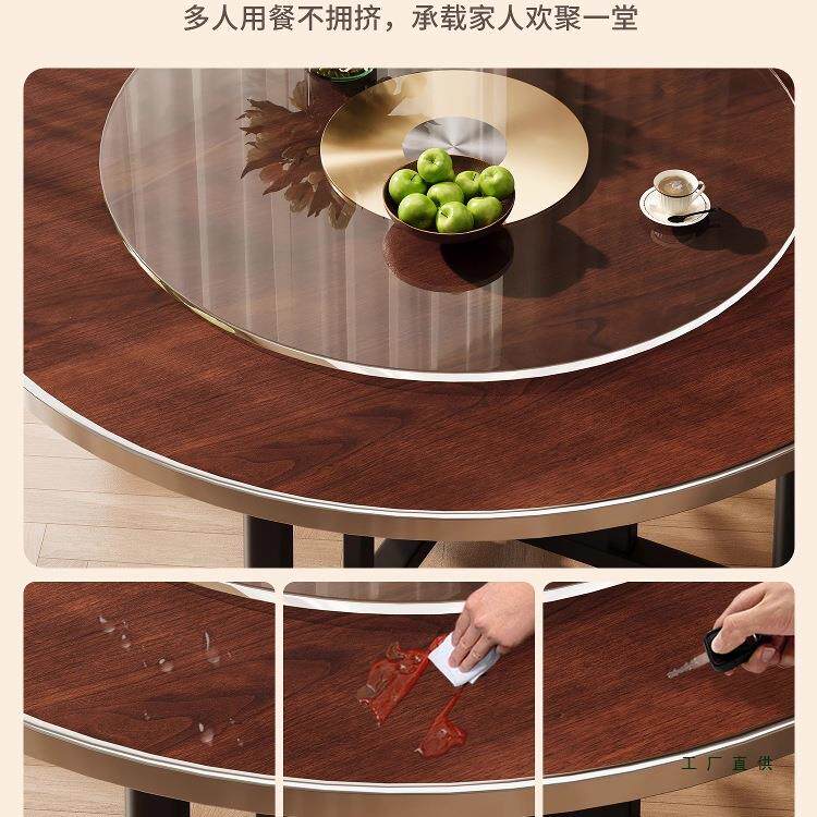 可叠餐桌加厚面家用小户型吃饭宴席桌子985酒折店圆形桌旋转盘大
