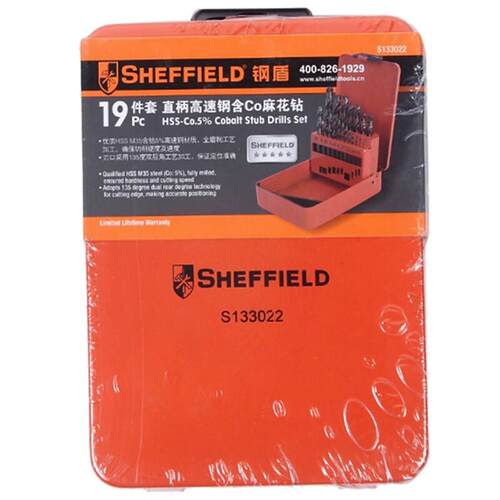SHEFFIELD钢盾 19件套直柄高速钢含CO麻花钻 钻头五金工具S133022