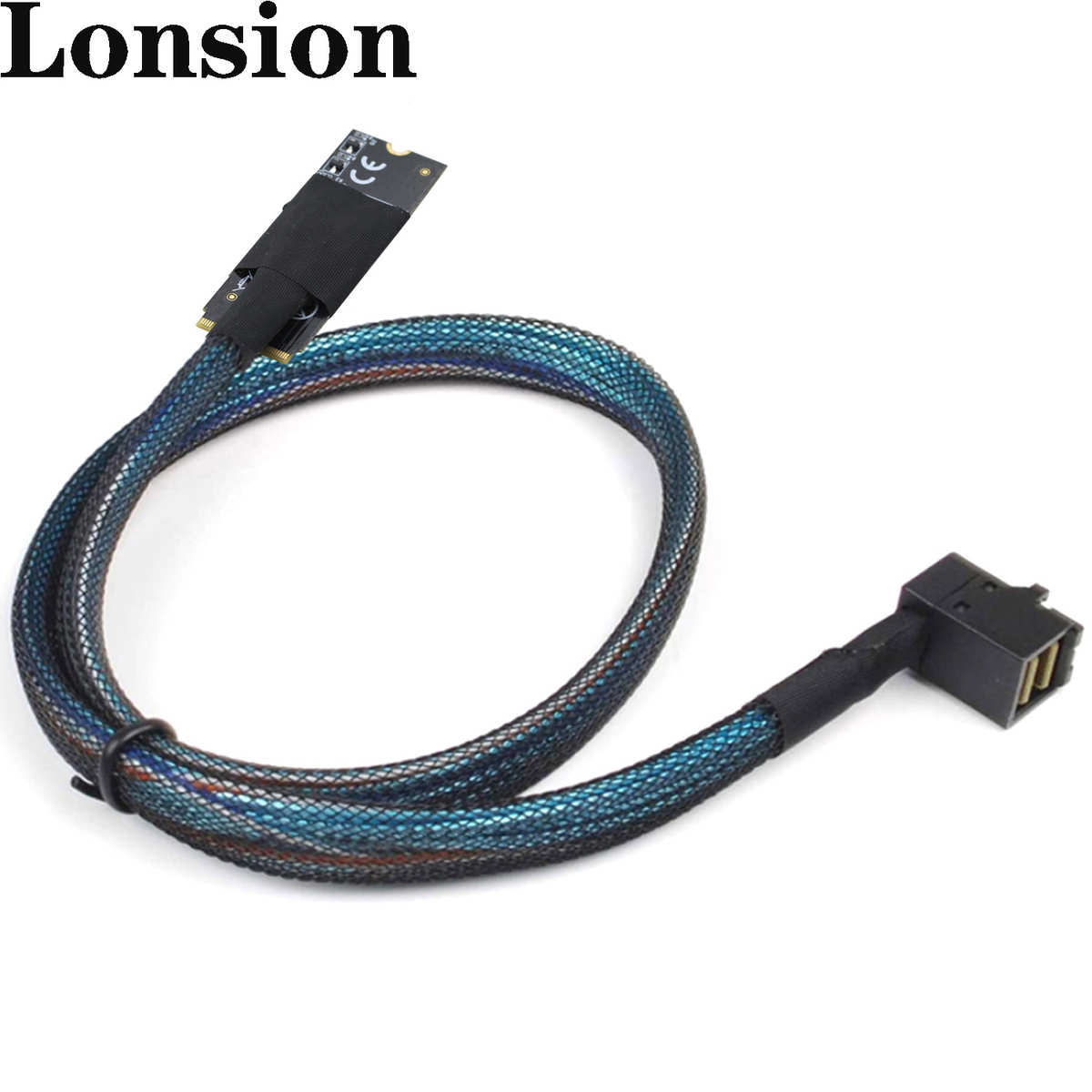 M.2(M-Key) SFF-8643转SAS SFF-8643 HD90度即插即用服务器高速线