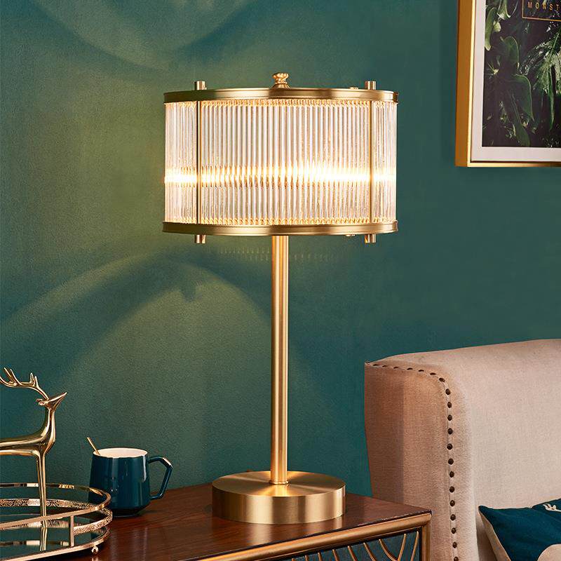 轻奢后现代创意台灯床头灯美式卧室家用欧式简约客厅全铜水晶台灯