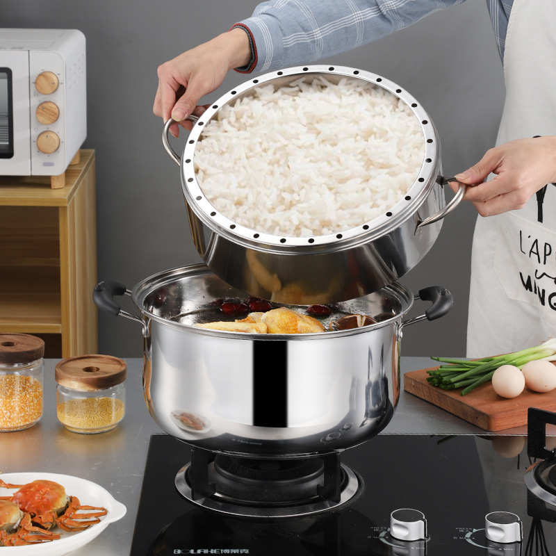 36-60蒸锅大号商用不锈钢家用特大号大容量加厚超大蒸笼蒸馍锅新