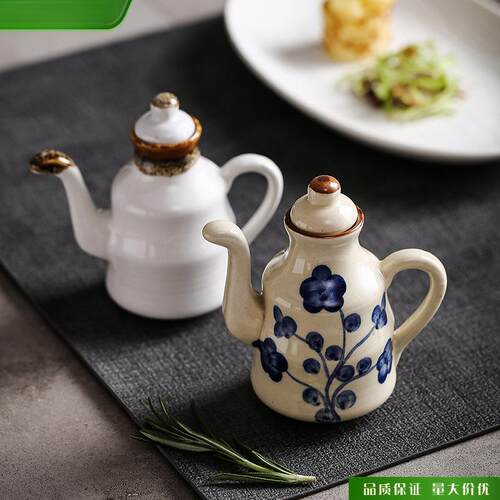 可梦。新款陶瓷青花奎白油壶醋瓶油瓶醋壶调味料壶酱油酒店饭馆