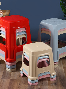 加厚塑料凳子熟胶家用客厅餐桌椅子成人塑胶高凳商用板凳矮凳