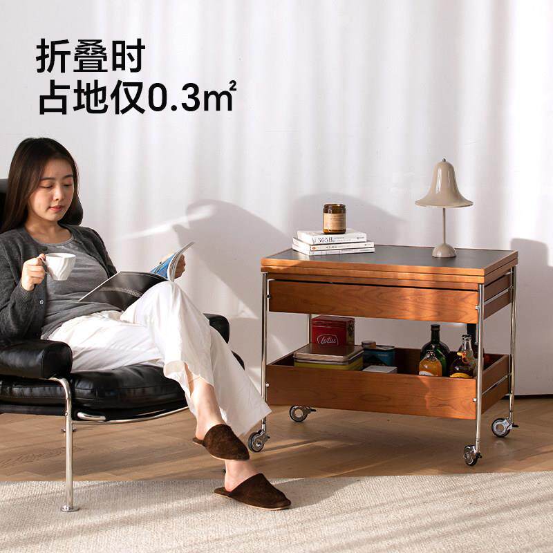 纳几家具沙车发边几可移动折叠宿角几实木收小推小户型客乐岛推车