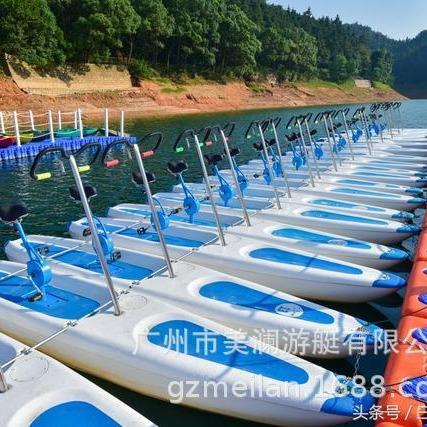 源头厂家水上休闲娱乐运动加厚玻璃钢双人单车景区儿童游玩自行车