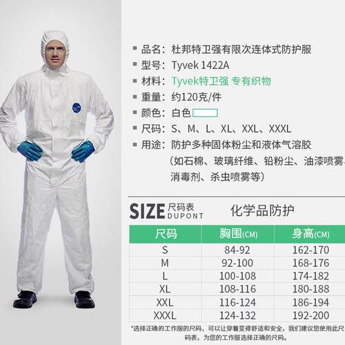 高档杜防护服1邦422防静电A衣连带帽无尘防化喷漆打磨体隔离白工