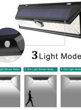 118led路灯感应园壁灯防水庭院灯红外灯花人体三面太阳能智能