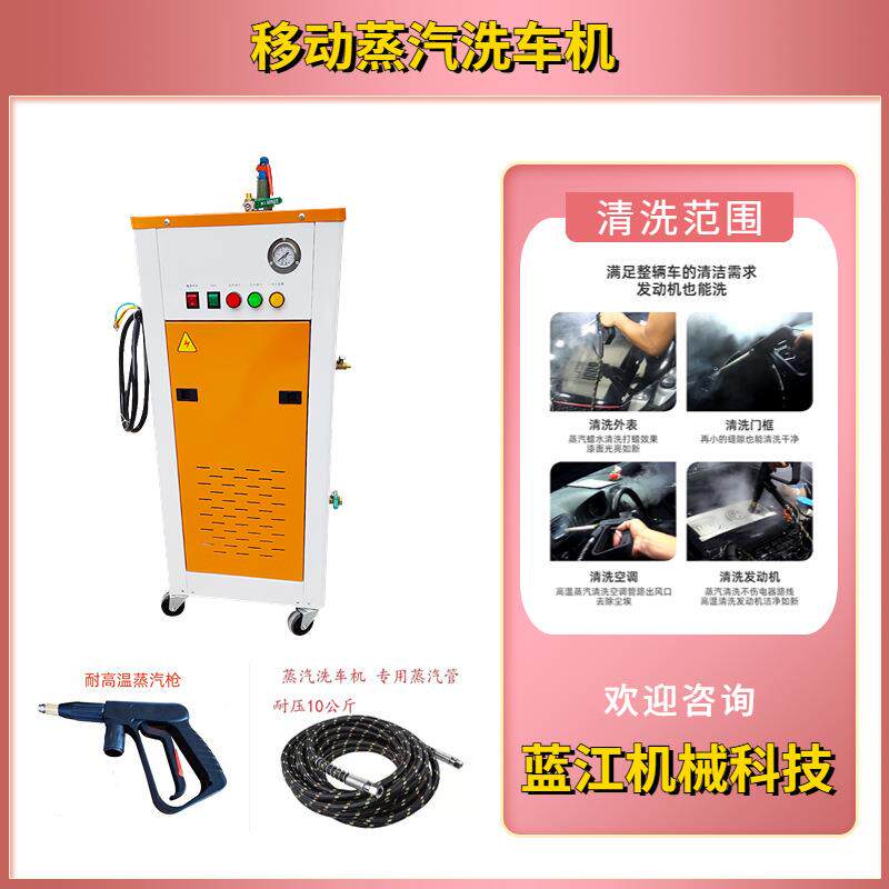 移动蒸汽洗车机6kw洗车店全自动电加热蒸汽洗车机雾化洗车设备