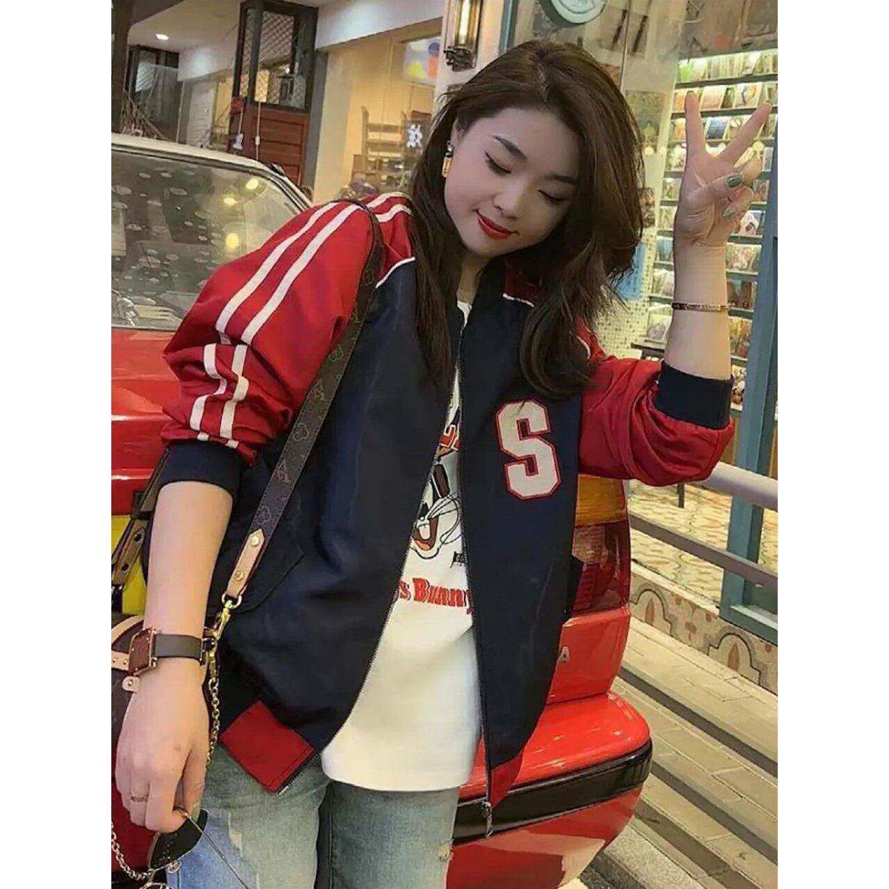 棒球服外套女短款小个子2025春秋新夹棉加厚宽松休闲刺绣夹克上衣