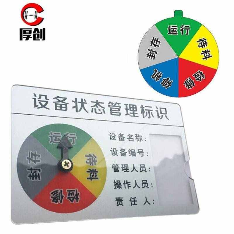 厚创矩形亚克力机器标识牌设备状态运行指示牌工厂分区管理标示卡