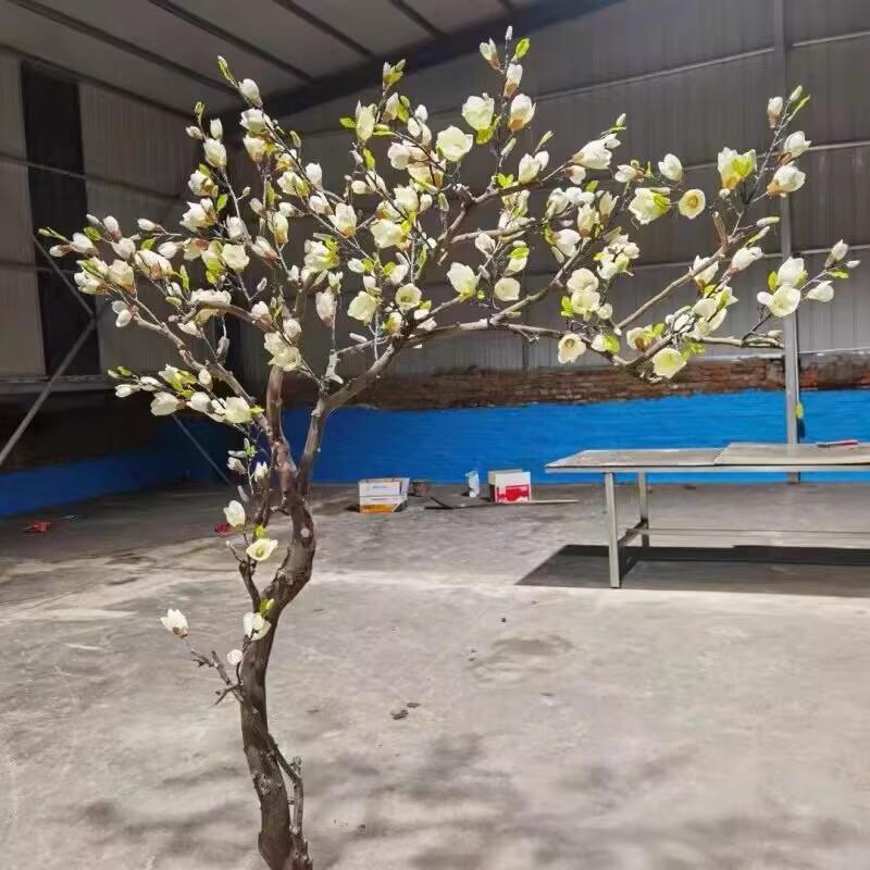 仿真玉兰花树大型落地橱窗装饰花艺软装假树室内商场摄影摆件
