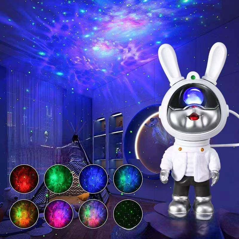 新款科技兔星空投影灯卧室漫天星旋转投影氛围灯梦幻七彩太空兔