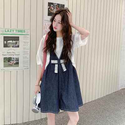 超好看俏皮蝴蝶结牛仔抱婴袋裤套装女2025夏季新款小个子内搭两件