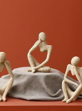 北欧简约创意家居装饰品客厅房间办公室砂岩抽像人物装饰品摆件