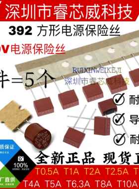 392方形保险丝管0.5A 1A T2A 3.15A 4A 5A 6.3A 10A 15A 250V慢断