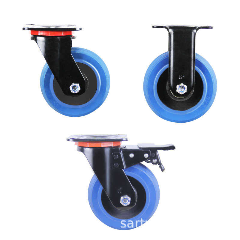 重型静音万向耐磨轮子笼轮刹车橡胶体型仓储轮带铁芯工业一轱辘