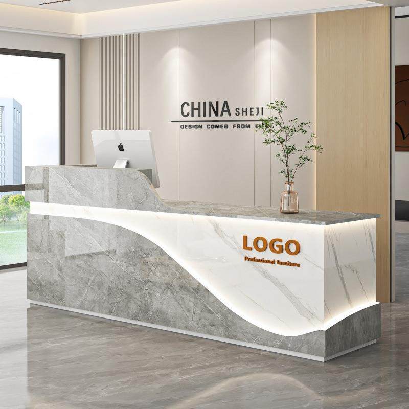 SJN公司前台接待柜台迎宾现代酒店简约服务台吧台收银台