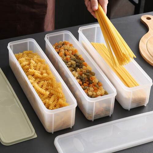 Rectangular noodle storage box, refrigerator and kitchen foo