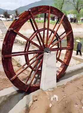 子防腐木f1215-1水车景观母龙骨实木钢结仿木纹园林车沟渠湿地水