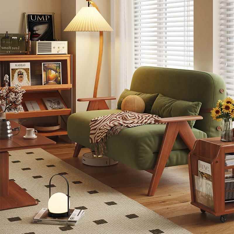 W7实木沙发床客厅小户型可折叠单人沙发两用多功能可伸缩双人沙发