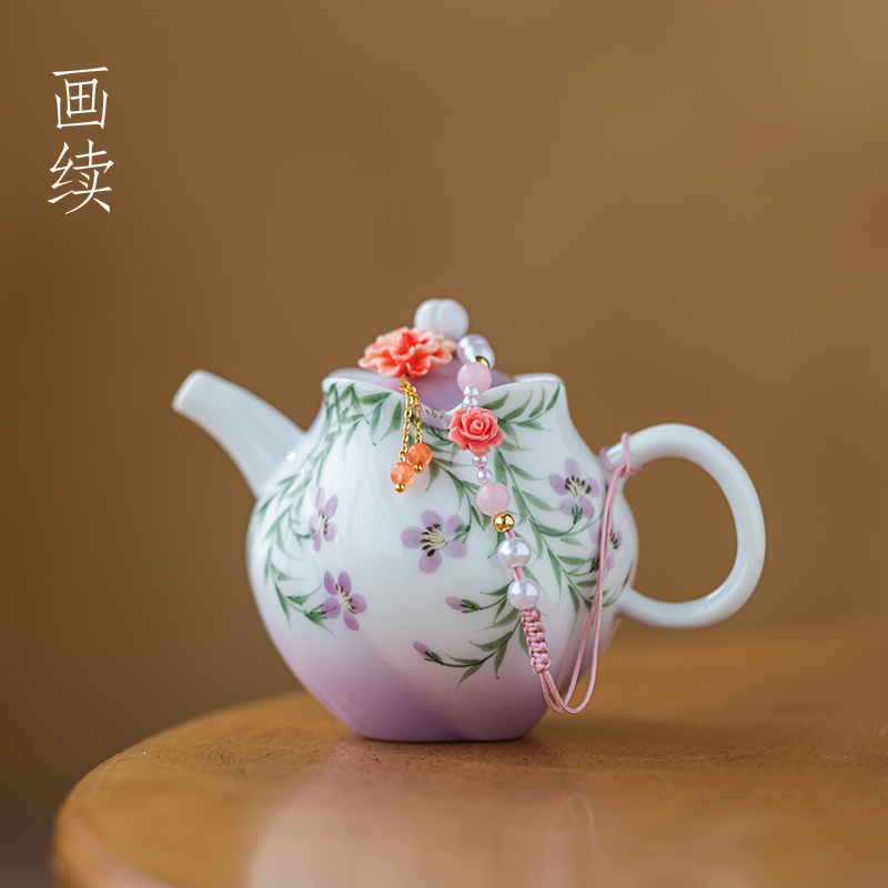 画续创意茶壶挂饰紫砂壶挂件提梁壶装饰小茶壶中式防失手壶盖挂件