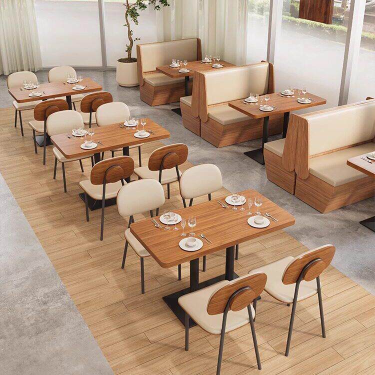 主题餐桌椅带抽屉小吃店餐饮店商用组合咖啡厅茶楼饭店卡座定制