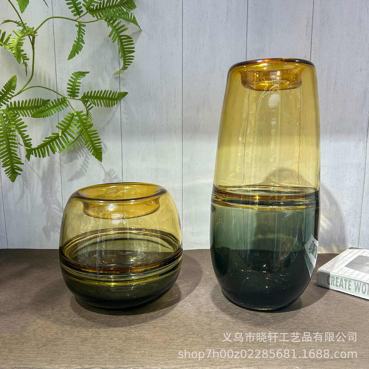 感酒店玻璃样板间高级现代奢摆件客厅双拼轻色酒柜花瓶花瓶装饰品