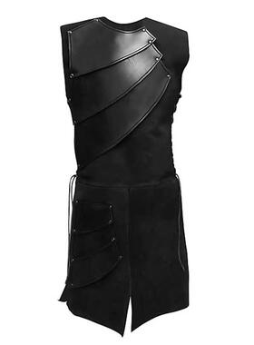 Sleeveless spliced side drawstring waist cinching split