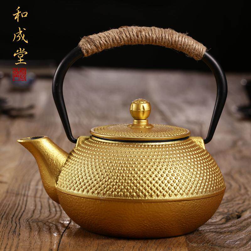 金色颗粒铁壶 铸铁茶壶套装 餐厅饭店铁壶搪瓷内壁不生锈