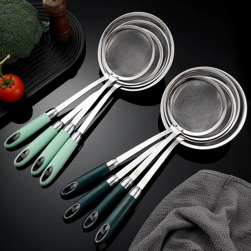 304不锈钢网漏厨房加深油炸豆浆过滤网面粉筛长柄面捞火锅勺油格