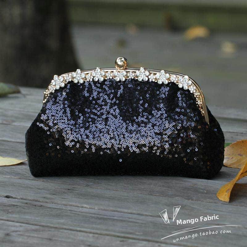 【半成品自己制作】22cm亮片网眼手拿包斜挎包金色手工DIY材质包