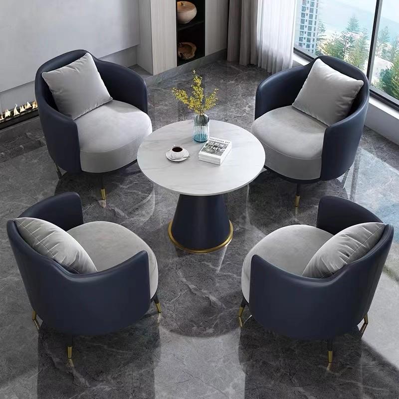 北欧轻奢休闲酒店接待售楼处洽谈桌椅美容院商务会客沙发茶几组合