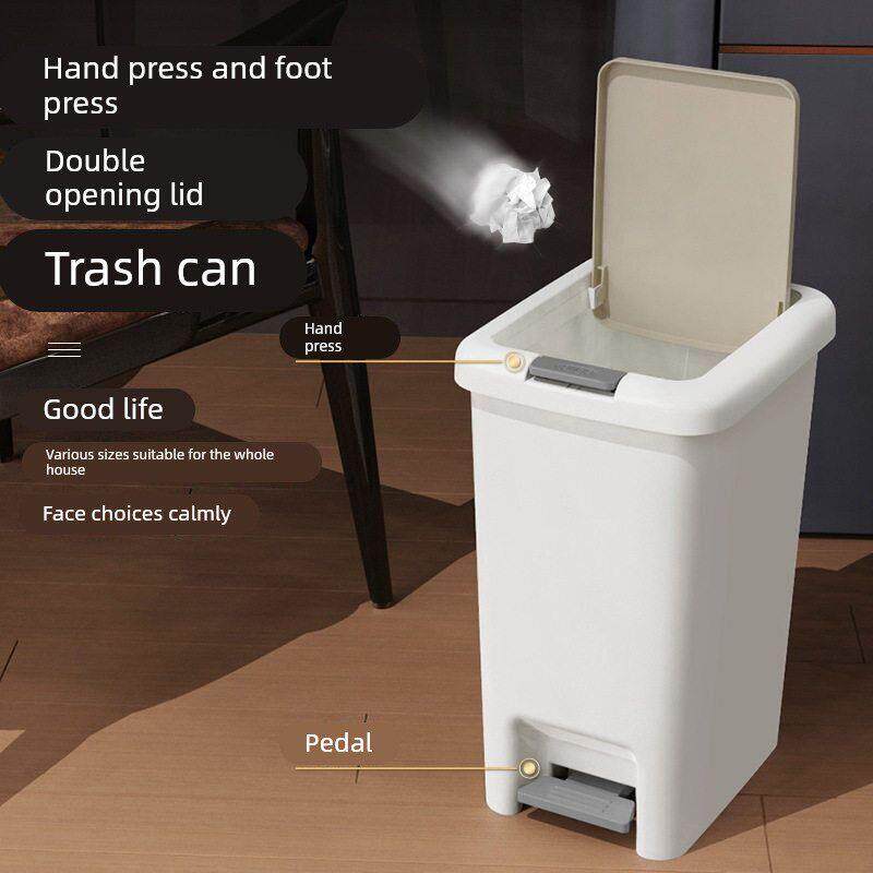 Rubbish Can Kitchen Toilet Trash with Press Lid Garbage Bin