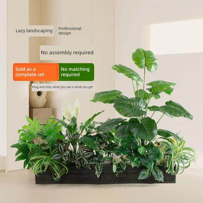 模拟绿色植物花箱造景花槽彷生假植物组合套装室内窗高栅栏装饰陈