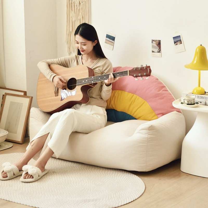 懒人沙发榻榻米彩虹豆袋ins可爱少女心卧室女生房间小沙发单双人