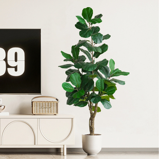 栖茉 仿真绿植琴叶榕室内客厅落地假树植物高端轻奢盆栽装饰摆设
