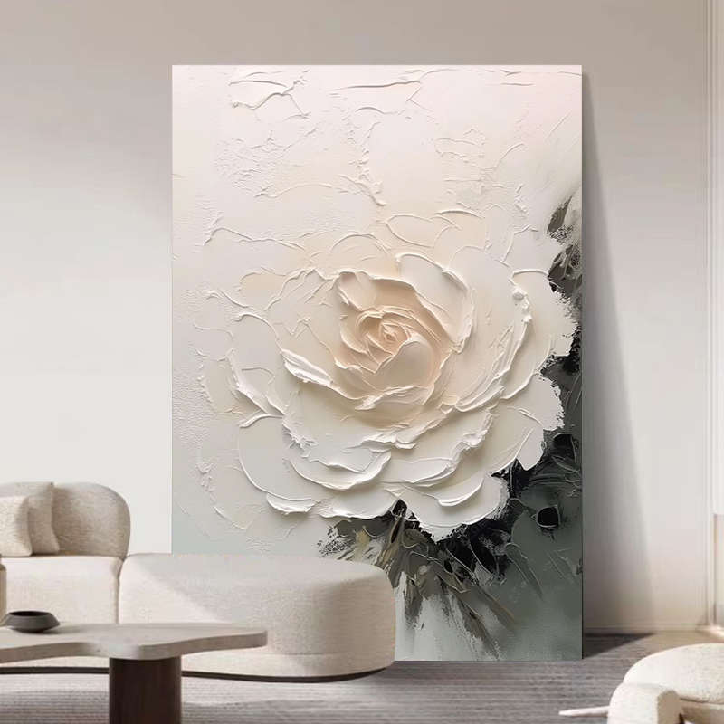 纯手绘油画黑白浪潮立体肌理抽象画玄关挂画客厅背景墙落地装饰画图片