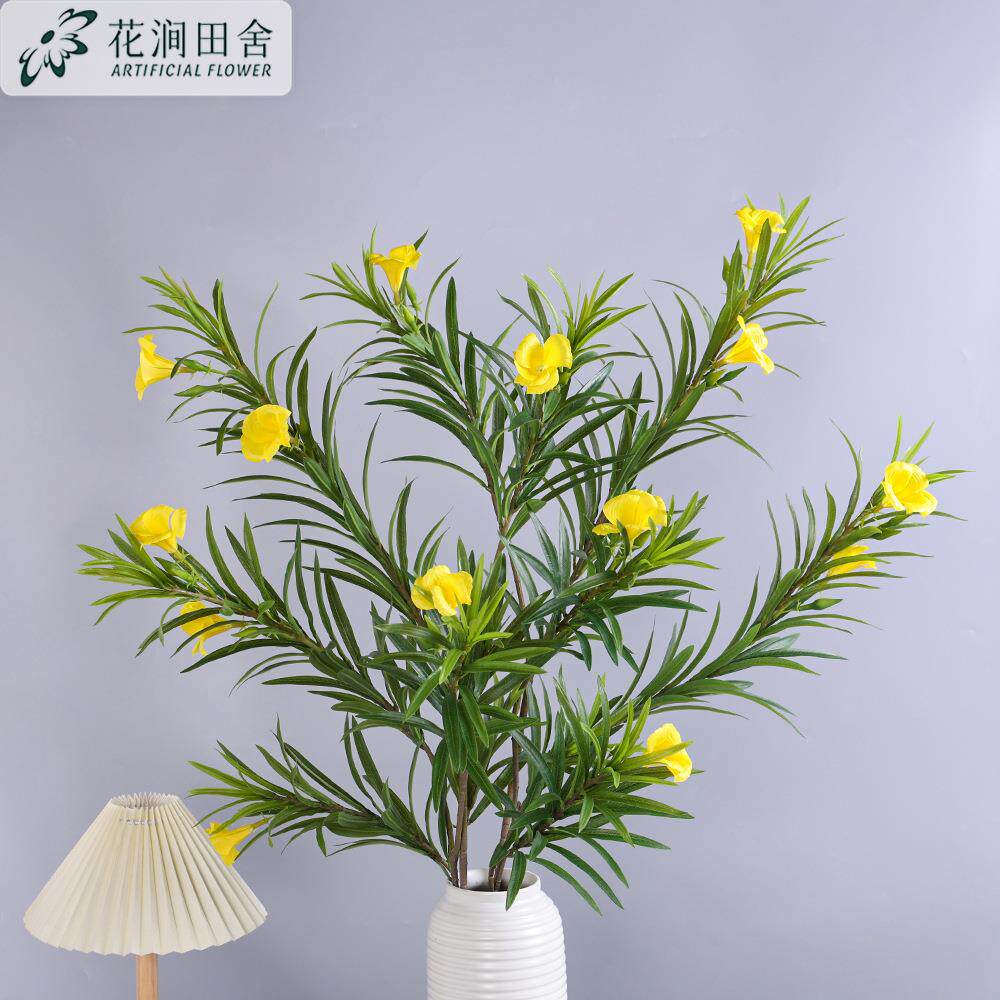 仿真花 大枝柳叶桃带花 家居客厅软装饰工程造景婚庆酒店盆栽假花