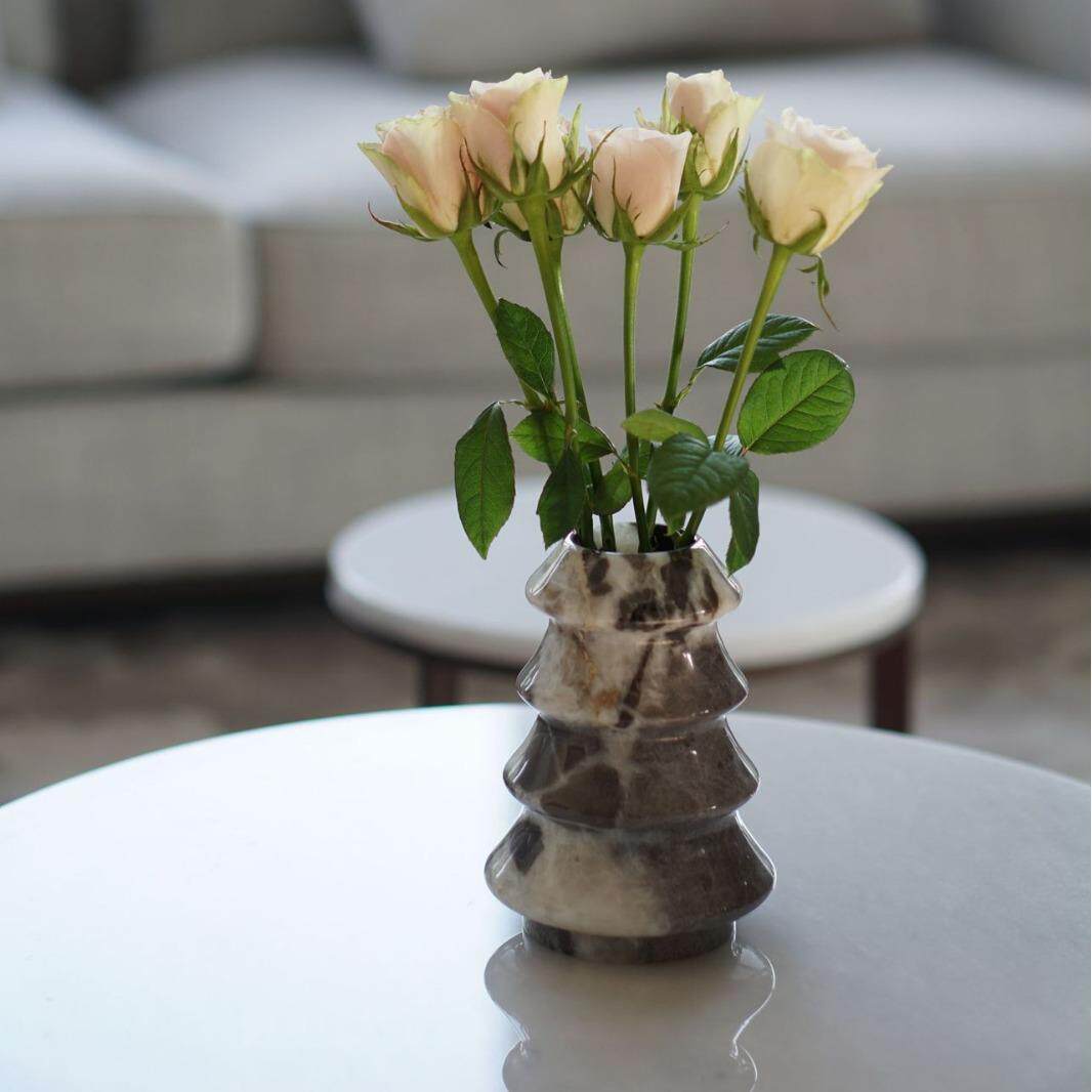 厂家天然大理石花瓶家居烛台摆件装饰品样板间酒店软装