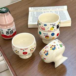 韩系奶油风手握冰淇淋高脚杯蛋糕杯家用餐厅布丁酸奶甜品迷你小碗
